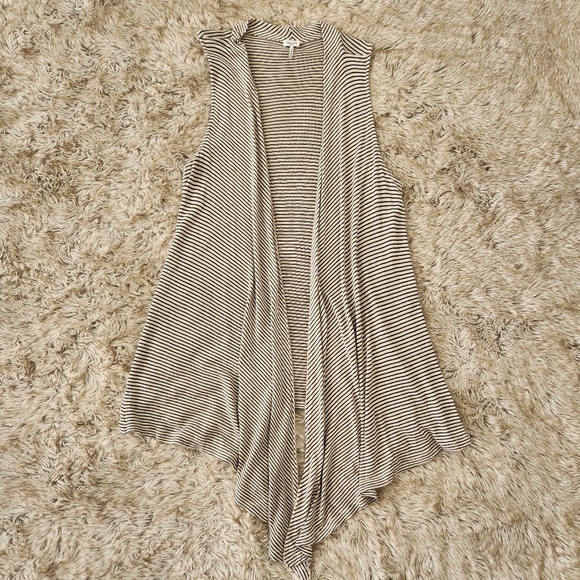 Splendid Sleeveless Cardigan Sweater White With Navy Stripes Women's Size Small - Picture 1 of 8